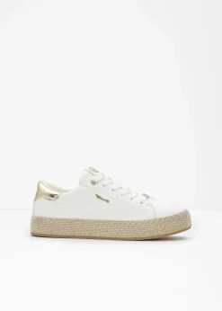 Tamaris High Heels|Sneaker^Sneaker mit Sohle in Bast-Optik weiß/gold