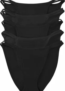 bonprix Wäsche·Basics|Wäsche·Baumwollunterwäsche^Tanga Minislip mit Bio-Baumwolle (5er Pack) schwarz