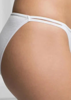 bonprix Wäsche·Basics|Wäsche·Baumwollunterwäsche^Tanga Slip (6er Pack) schwarz + weiß + grau/beige