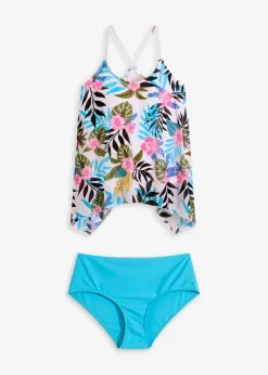 bonprix Nachhaltigere Materialien|Tankinis^Tankini mit bedruckter Netzware (2-tlg.Set) weiß floral