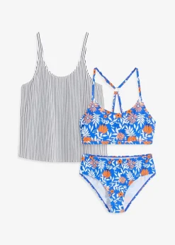 bonprix Sport Bademode|Tankinis^Tankini mit Bikini-Oberteil (3-tlg.Set) weiß/schwarz gestreift