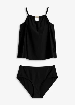 bonprix Nachhaltigere Materialien|Tankinis^Tankini mit Cut-Out am Ausschnitt (2-tlg.Set) schwarz