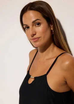bonprix Nachhaltigere Materialien|Tankinis^Tankini mit Cut-Out am Ausschnitt (2-tlg.Set) schwarz