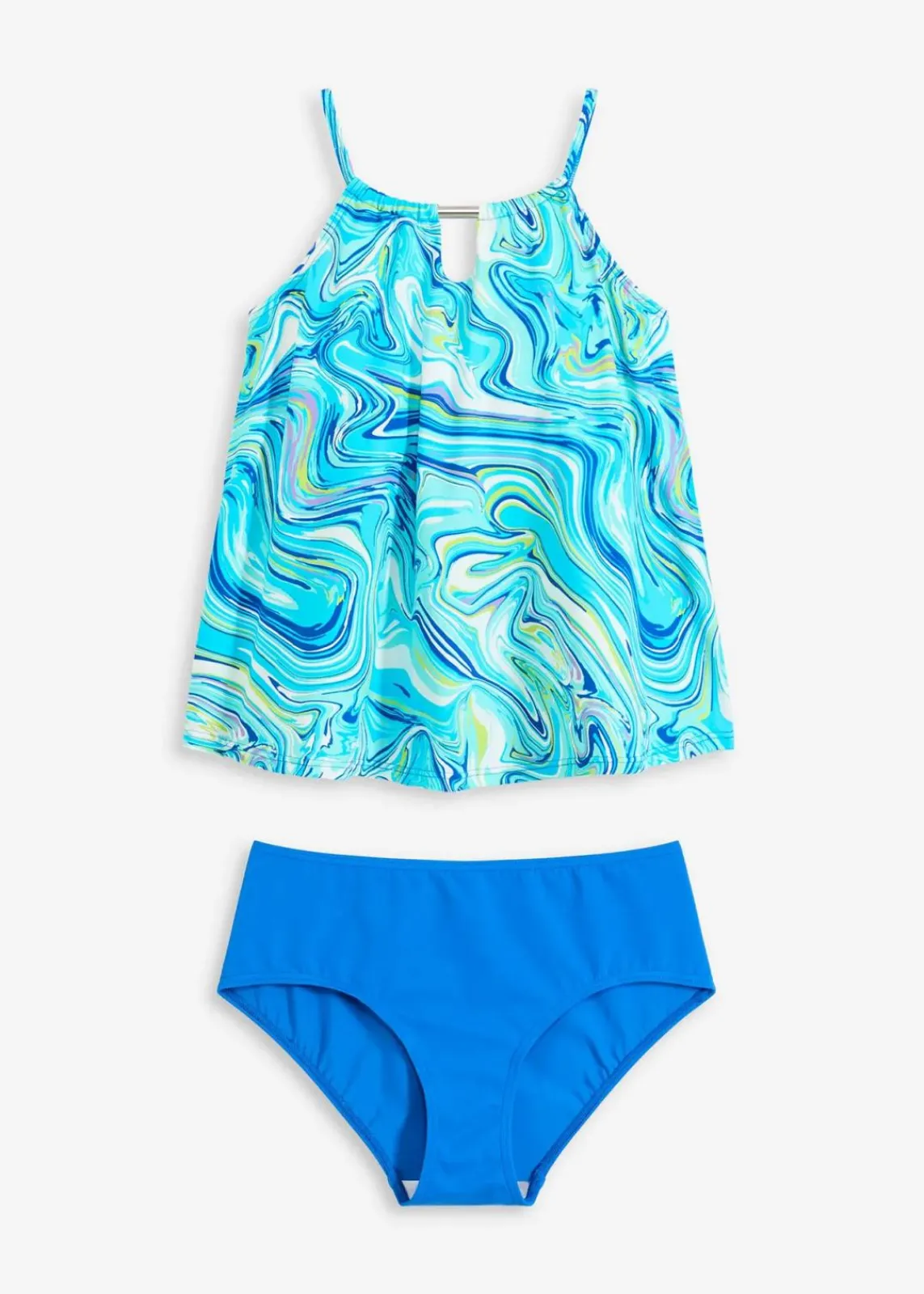bonprix Nachhaltigere Materialien|Tankinis^Tankini mit Cut-Out (2-tlg.Set) blau graphisch