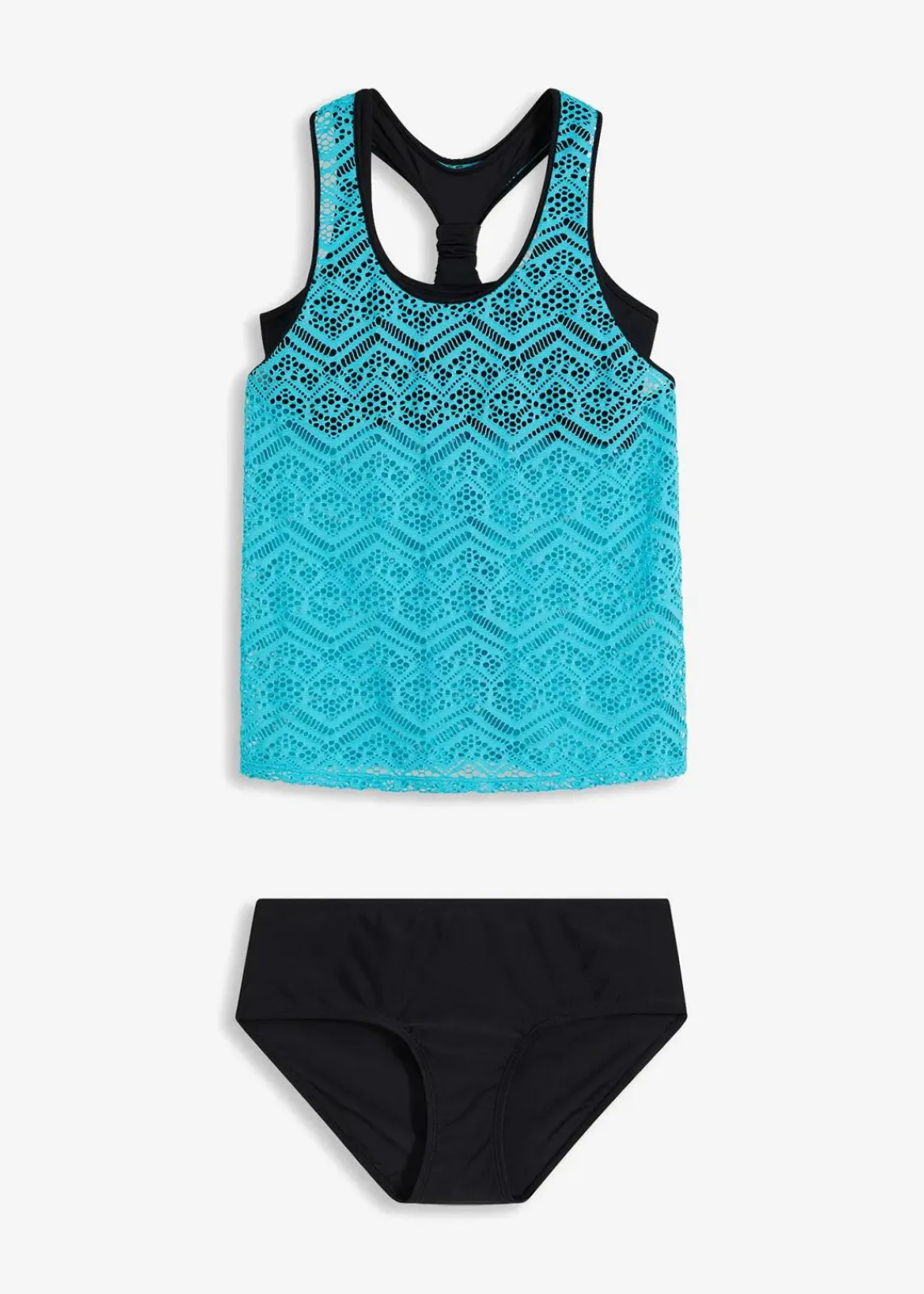 bonprix Tankinis|Bademode·Tankinis^Tankini mit elastischer Spitze (2-tlg. Set) türkis