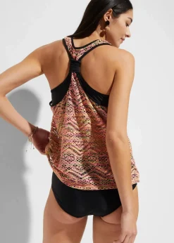 bonprix Bademode·Tankinis|Tankinis^Tankini mit elastischer Spitze (2-tlg. Set) pink gestreift
