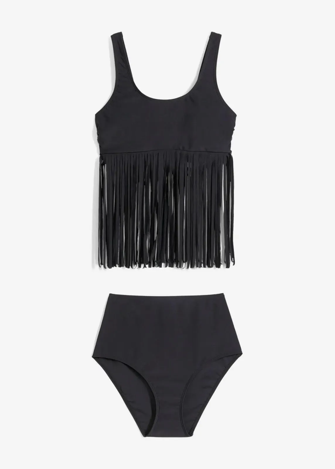 bonprix Nachhaltigere Materialien|Tankinis^Tankini mit Fransen (2-tlg.Set) schwarz