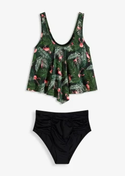 bonprix Nachhaltigere Materialien|Tankinis^Tankini mit Highwaist-Bikinihose (2-tlg.Set) schwarz floral
