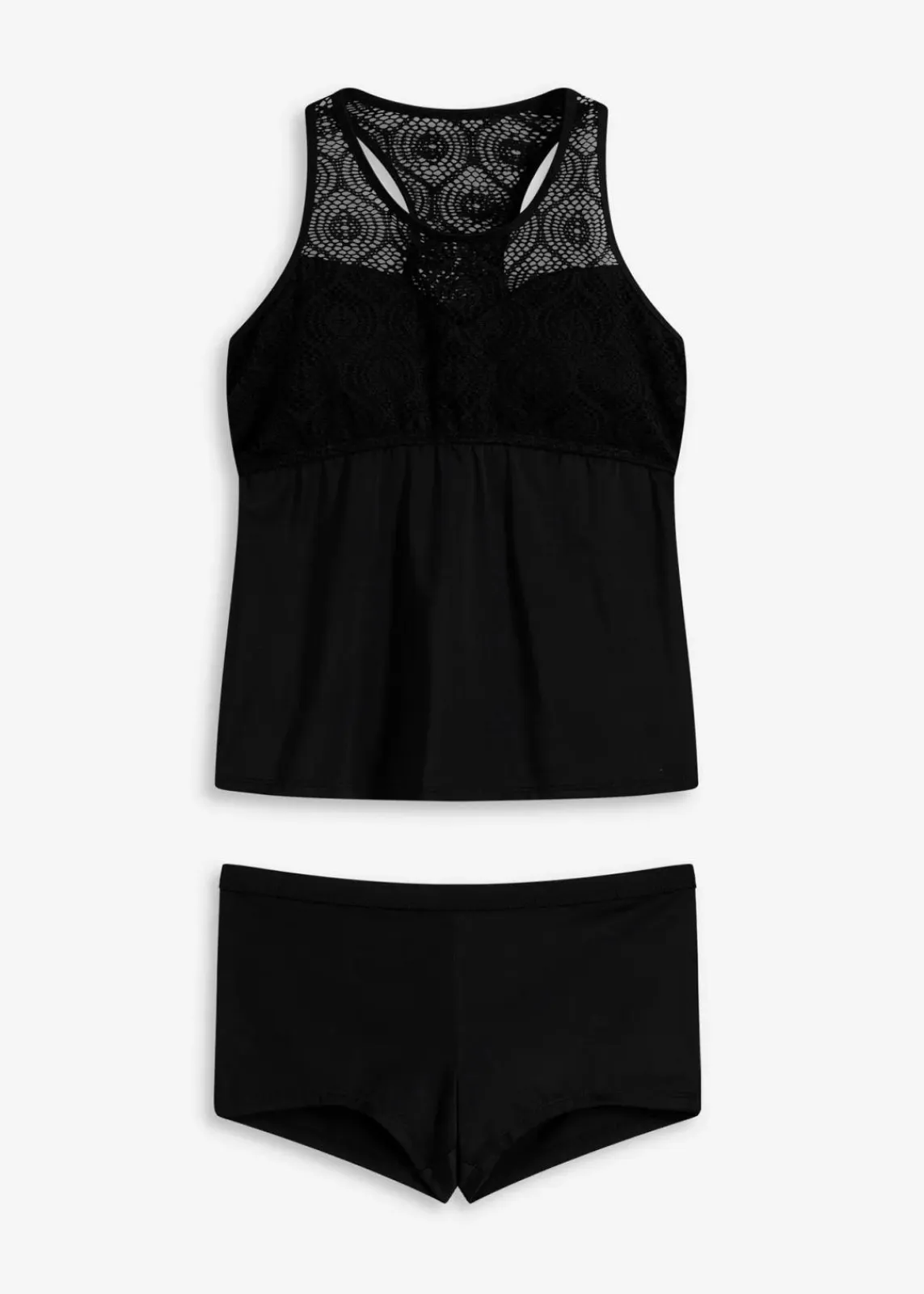 bonprix Tankinis|Bademode·Tankinis^Tankini mit Spitze (2-tlg.Set) schwarz