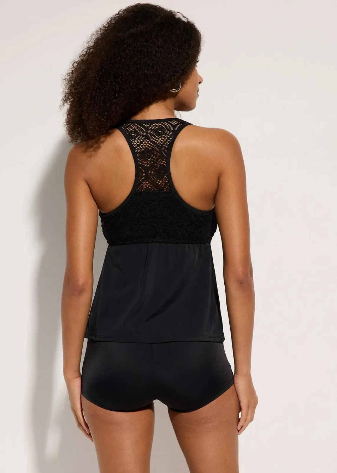 bonprix Tankinis|Bademode·Tankinis^Tankini mit Spitze (2-tlg.Set) schwarz