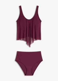 bonprix Nachhaltigere Materialien|Tankinis^Tankini mit transparentem Mesh (2-tlg.Set) beere