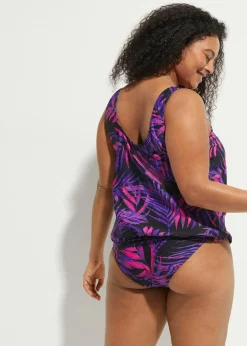 bonprix Nachhaltigere Materialien|Mix & Match^Tankini Oberteil schwarz/lila bedruckt