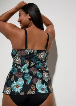 bonprix Nachhaltigere Materialien|Mix & Match^Tankini Oberteil schwarz/orange paisley