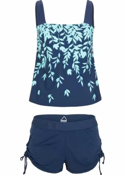 bonprix Bademode·Tankinis|Bademode·Bedeckende Bademode^Tankini (2-tgl. Set) hellblau/dunkelblau geblümt