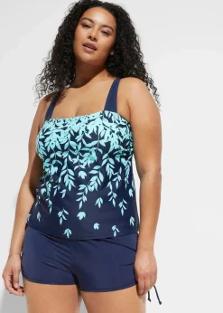 bonprix Bademode·Tankinis|Bademode·Bedeckende Bademode^Tankini (2-tgl. Set) hellblau/dunkelblau geblümt