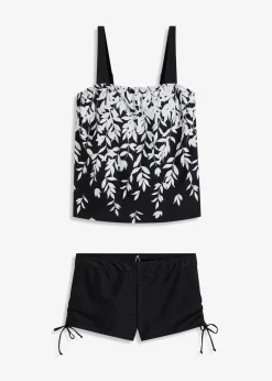 bonprix Bademode·Tankinis|Bademode·Bedeckende Bademode^Tankini (2-tgl. Set) weiß/schwarz geblümt