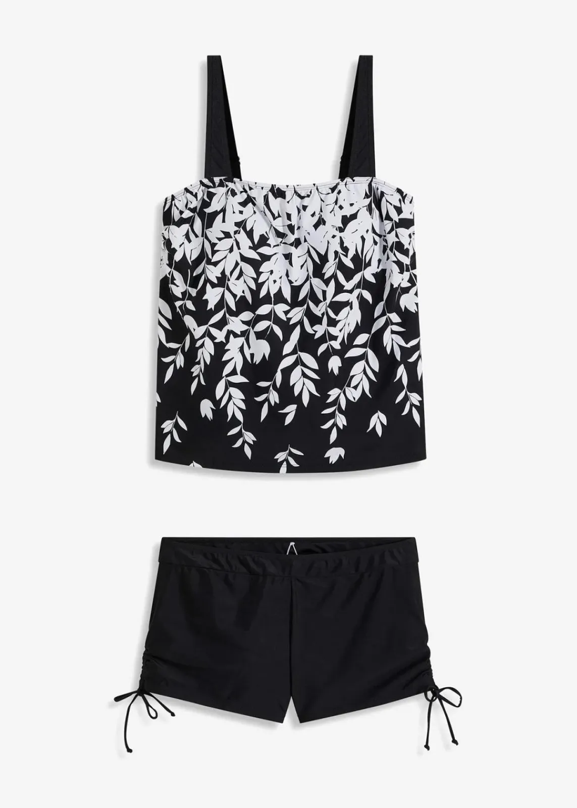 bonprix Bademode·Tankinis|Bademode·Bedeckende Bademode^Tankini (2-tgl. Set) weiß/schwarz geblümt