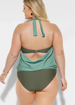 bonprix Nachhaltigere Materialien|Tankinis^Tankini (3-tlg. Set) oliv/pastellgrün