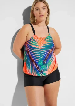bonprix Nachhaltigere Materialien|Bedeckende Bademode^Tankini (2-tlg. Set) orange floral