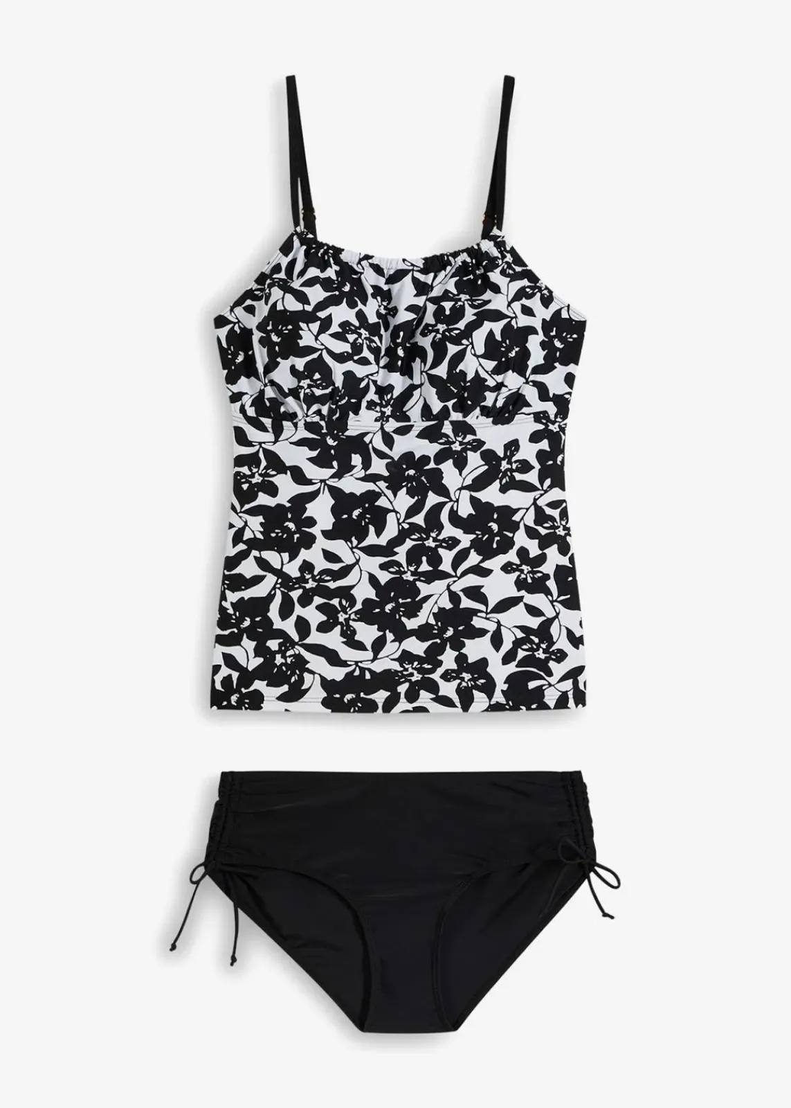 bonprix Nachhaltigere Materialien|Tankinis^Tankini (2-tlg. Set) schwarz/weiß floral