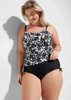bonprix Nachhaltigere Materialien|Tankinis^Tankini (2-tlg. Set) schwarz/weiß floral