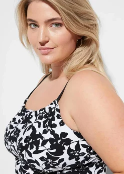 bonprix Nachhaltigere Materialien|Tankinis^Tankini (2-tlg. Set) schwarz/weiß floral