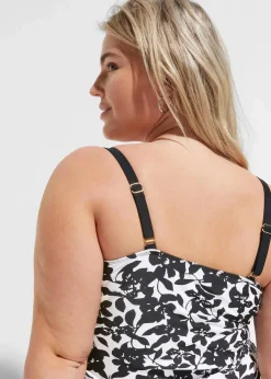 bonprix Nachhaltigere Materialien|Tankinis^Tankini (2-tlg. Set) schwarz/weiß floral