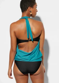 bonprix Nachhaltigere Materialien|Bademode·Tankinis^Tankini (3-tlg. Set) schwarz/türkis