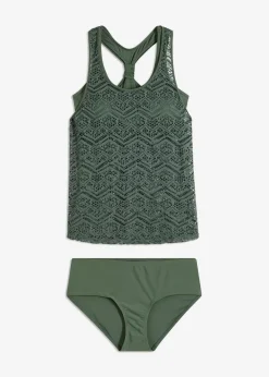 bonprix Nachhaltigere Materialien|Tankinis^Tankini (2-tlg. Set) aus Spitze oliv