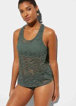 bonprix Nachhaltigere Materialien|Tankinis^Tankini (2-tlg. Set) aus Spitze oliv