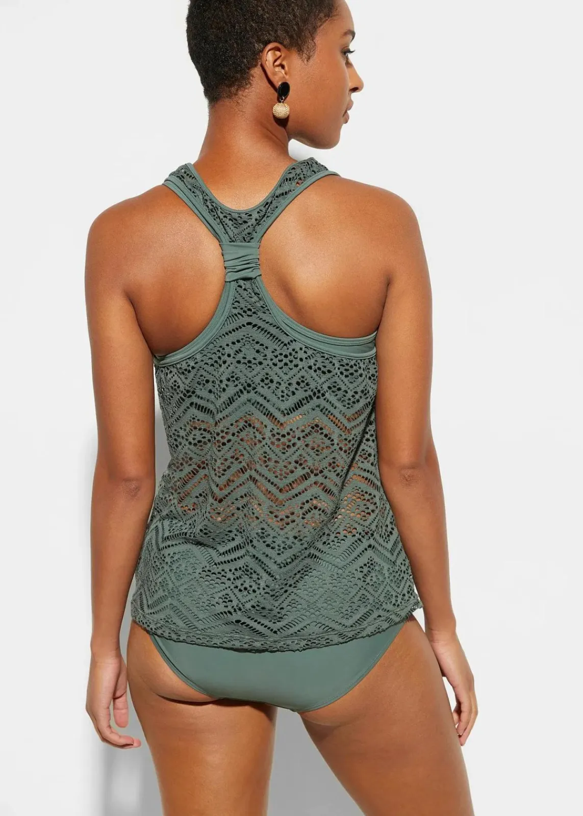 bonprix Nachhaltigere Materialien|Tankinis^Tankini (2-tlg. Set) aus Spitze oliv