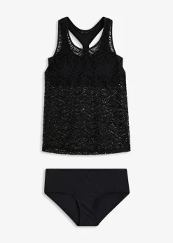 bonprix Nachhaltigere Materialien|Bademode·Tankinis^Tankini (2-tlg. Set) aus Spitze schwarz