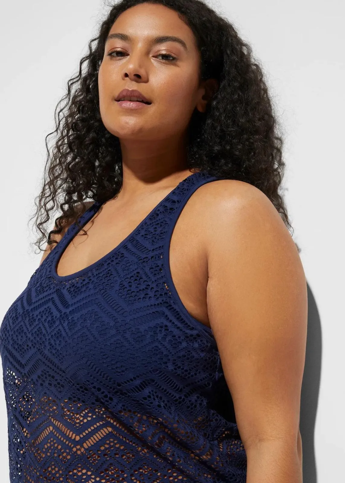 bonprix Nachhaltigere Materialien|Bademode·Tankinis^Tankini (2-tlg. Set) aus Spitze dunkelblau
