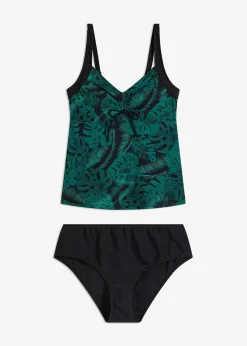bonprix Nachhaltigere Materialien|Tankinis^Tankini (2-tlg. Set) mit Raffung schwarz/grün