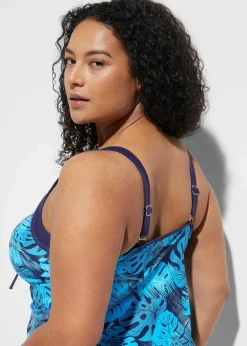 bonprix Nachhaltigere Materialien|Tankinis^Tankini (2-tlg. Set) mit Raffung schwarz/grün