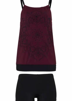 bonprix Nachhaltigere Materialien|Sport Bademode^Tankini (2-tlg.Set) beere/schwarz bedruckt