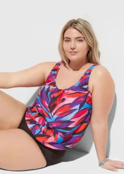 bonprix Nachhaltigere Materialien|Tankinis^Tankini (2-tlg.Set) blau/rot/pink graphisch bedruckt