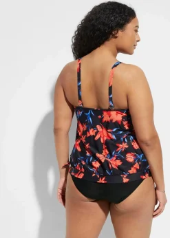 bonprix Nachhaltigere Materialien|Tankinis^Tankini (2-tlg.Set) schwarz/rot/blau gemustert