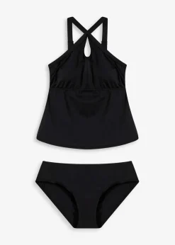 bonprix Nachhaltigere Materialien|Tankinis^Tankini (2-tlg.Set) mit gekreuzten Trägern schwarz