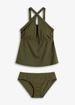 bonprix Nachhaltigere Materialien|Bademode·Tankinis^Tankini (2-tlg.Set) mit gekreuzten Trägern dunkeloliv