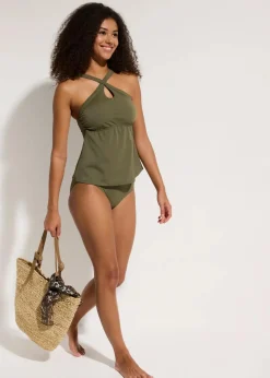 bonprix Nachhaltigere Materialien|Bademode·Tankinis^Tankini (2-tlg.Set) mit gekreuzten Trägern dunkeloliv
