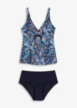 bonprix Nachhaltigere Materialien|Tankinis^Tankini (2-tlg.Set) mit kleiner Schnürung dunkelblau paisley