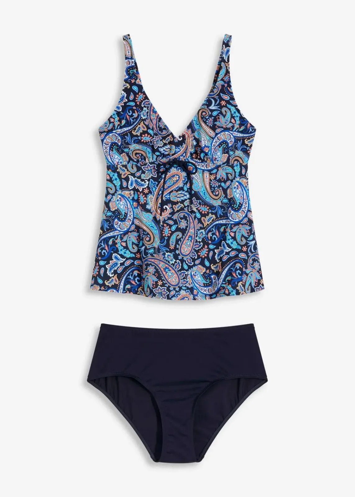 bonprix Nachhaltigere Materialien|Tankinis^Tankini (2-tlg.Set) mit kleiner Schnürung dunkelblau paisley