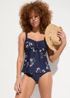 bonprix Nachhaltigere Materialien|Tankinis^Tankini (2-tlg.Set) mit Raffung dunkelblau geblümt