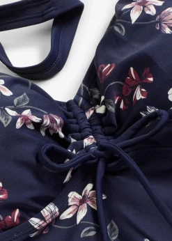bonprix Nachhaltigere Materialien|Tankinis^Tankini (2-tlg.Set) mit Raffung dunkelblau geblümt