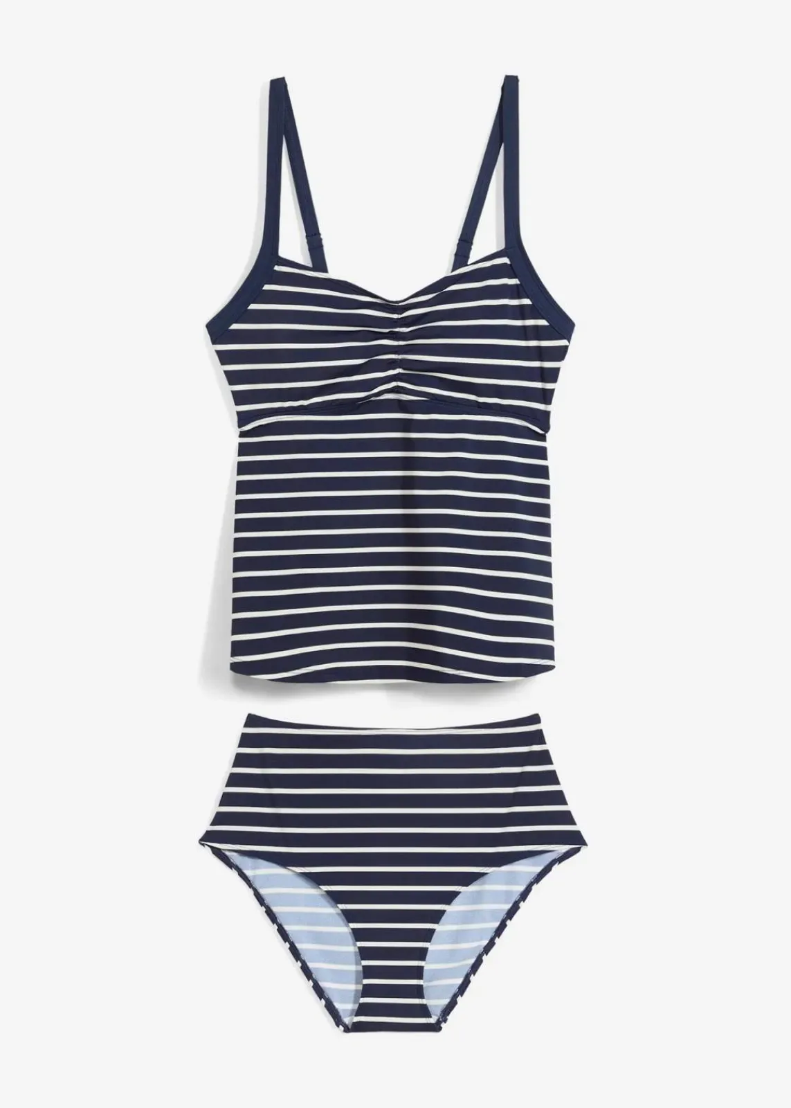 bonprix Nachhaltigere Materialien|Tankinis^Tankini (2-tlg.Set) mit Schnürung dunkelblau/wollweiß gestreift