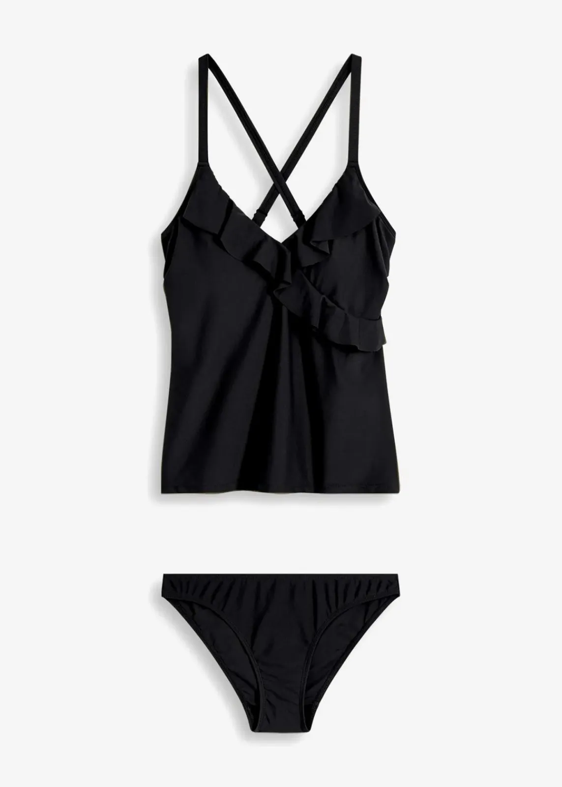 bonprix Nachhaltigere Materialien|Tankinis^Tankini (2-tlg.Set) mit Volant schwarz