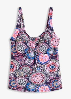 bonprix Nachhaltigere Materialien|Mix & Match^Tankinioberteil dunkelblau/pink graphisch