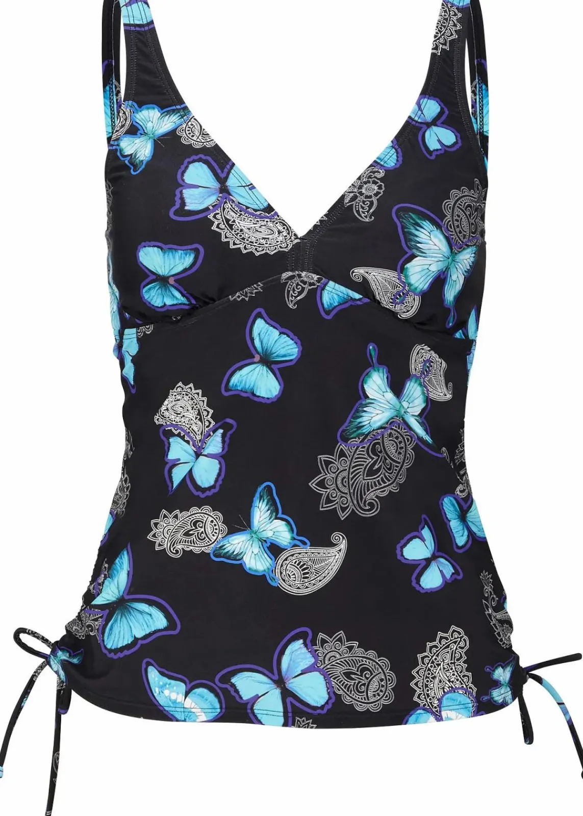 bonprix Nachhaltigere Materialien|Mix & Match^Tankinioberteil mit Bindebändern schwarz/blau