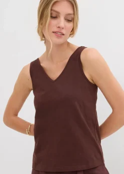 bonprix Nachhaltigere Materialien|Shirts & Tops^Tanktop aus reiner Bio-Baumwolle (2er Pack) wollweiß/terrabraun